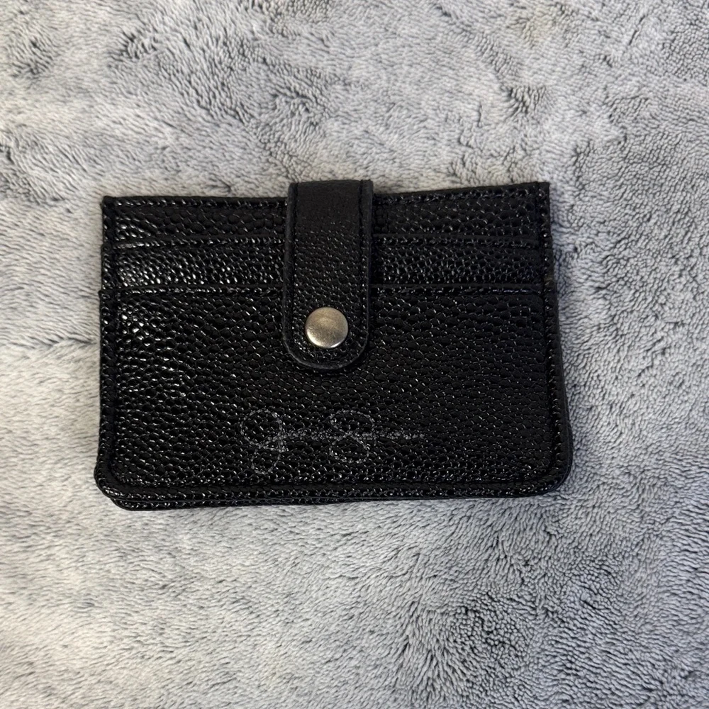 Jessica Simpson Black Pebbled Leather Cardholder
